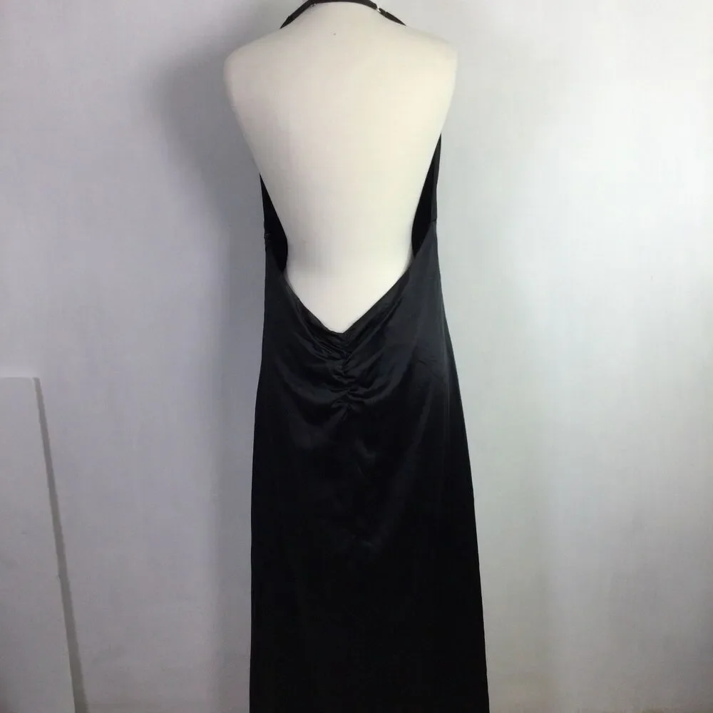 FREE PEOPLE Womens Dance Till Dawn Satin Maxi Dress Black Size XL NWT $250